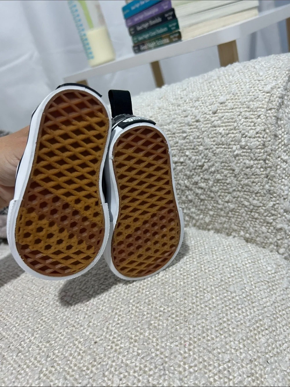 Infant Vans Checkerboard Slip-On Sneakers in Black and Gray - Picture 6 of 6